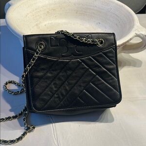 Tory Burch Black Quilted Leather Chain Crossbody Bag